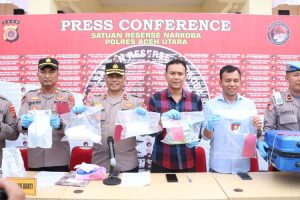 Sikat Peredaran Sabu , Polres Aceh Utara Tangkap 5 Tersangka dan  Amankan Barang Bukti 2,2 Kilogram Sabu