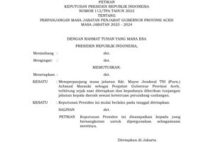 BREAKING NEWS: Achmad Marzuki Kembali Jadi Pj Gubernur Aceh Periode 2023-2024