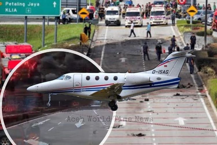 Breaking News, Video Detik-detik Jet Pribadi Jatuh di Jalan Tol Malaysia, Tewaskan 10 Orang