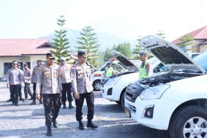 Kapolres Bener Meriah Didampingi Wakapolres Cek Kelengkapan Kendaraan Dinas Personel