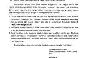Beredar Surat Penghentian Sementara Penggunaan Bank BSI  Dari Kementerian Keuangan, Ini Isi Suratnya